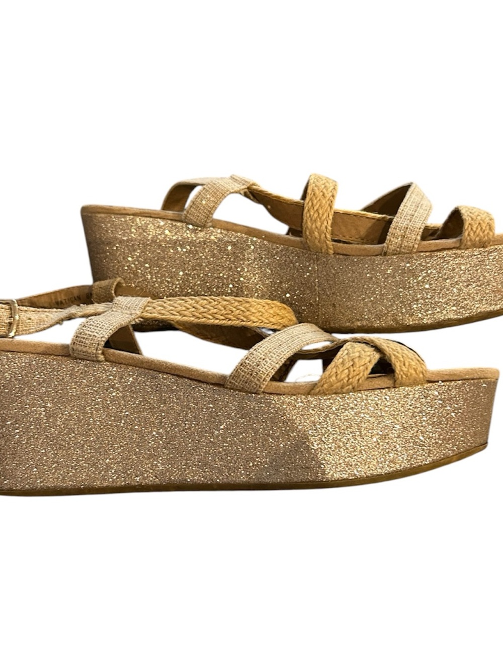 Daytrip Gold Glitter Braided Platform Wedge Sandals